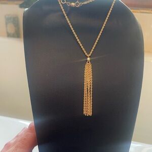 14 karat diamond cut Gold Tassel Pendant Necklace - Women Jewelry